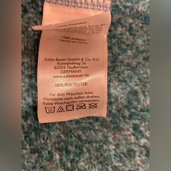 Eddie Bauer Heathered Full Zip Fleece Jacket in Teal NWOT - Picture 7 of 7